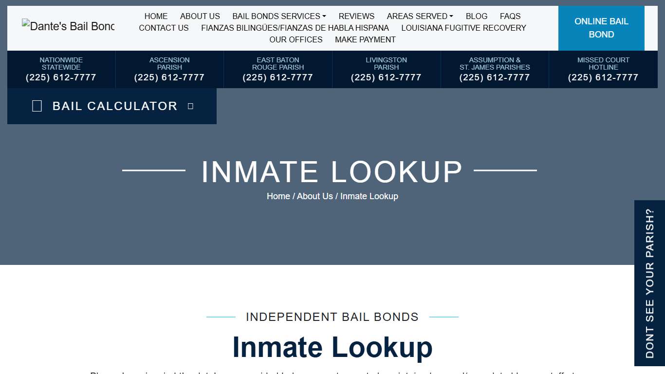 Inmate Lookup | Dante Bail Bonds Group